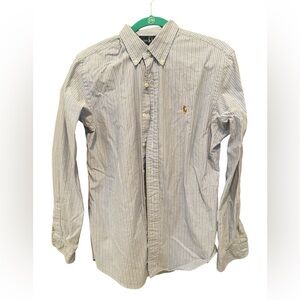 Men’s Polo Button long sleeve down shirt. Size Medium. Color Blue.